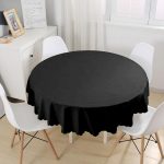 - MasaYuv-siyah-Gorsel1 - Realhomes  Siyah Düz Renkli Dijital Baskılı Yuvarlak Masa Örtüsü - Çap 140cm Realhomes