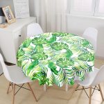 Özel Tasarım Yaprak Motifli Yuvarlak Masa Örtüsü - Çap 140cm Realhomes