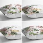 4'lü Kurumuş Tropik Yaprak Tasarımlı Dijital Baskılı Modern Kırlent Kılıfı Seti Realhomes