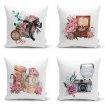 - Rh-K4luset732-Gorsel1 - Realhomes 4'lü Özel Tasarım Antika Motifli Dijital Baskılı Modern Kırlent Kılıfı Seti Realhomes