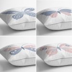 - Rh-K4luset734-Gorsel2 - Realhomes 4'lü Beyaz Zemin Pembe & Mavi Kelebek Tasarımlı Dijital Baskılı Modern Kırlent Kılıfı Seti Realhomes