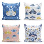 4'lü Kelebek Özel Tasarımlı Dijital Baskılı Modern Kırlent Kılıfı Seti Realhomes