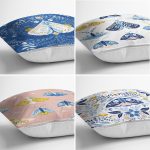 4'lü Kelebek Özel Tasarımlı Dijital Baskılı Modern Kırlent Kılıfı Seti Realhomes