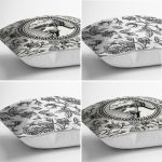 - Rh-K4luset739-Gorsel2 - Realhomes 4'lü Beyaz Zemin Etnik Kara Kalem Çizimli Dijital Baskılı Modern Kırlent Kılıfı Seti Realhomes