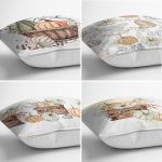 4'lü Kabak Çizimli Özel Tasarım Dijital Baskılı Modern Kırlent Kılıfı Seti Realhomes