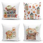 - Rh-K4luset749-Gorsel1 - Realhomes 4'lü Kabak & Meyveler Özel Tasarım Dijital Baskılı Modern Kırlent Kılıfı Seti Realhomes