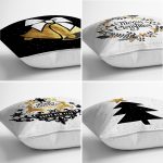 - Rh-K4luset750-Gorsel2 - Realhomes  4'lü Siyah Beyaz Gold Detaylı Mery Christmas Temalı Dijital Baskılı Modern Kırlent Kılıfı Seti Realhomes