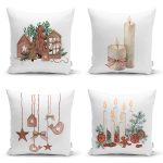 - Rh-K4luset756-Gorsel1 - Realhomes  4'lü Özel Tasarım Mum Dekoratif Süs Tasarımlı Dijital Baskılı Modern Kırlent Kılıfı Seti Realhomes