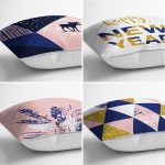 4'lü Happy New Year Temalı Dijital Baskılı Modern Kırlent Kılıfı Seti Realhomes