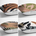 - Rh-K4luset782-Gorsel2 - Realhomes  4'lü Özel Tasarım İnce Dal Yaprakları Dijital Baskılı Modern Kırlent Kılıfı Seti Realhomes