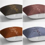 - Rh-K4luset786-Gorsel2 - Realhomes  4'lü Rengarenk Zemin Onedraw Çiçek Çizimli Dijital Baskılı Modern Kırlent Kılıfı Seti Realhomes