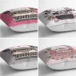 - Rh-K4luset789-Gorsel2 - Realhomes 4'lü Renkli Zemin Antika Daktilo Çizimli Dijital Baskılı Modern Kırlent Kılıfı Seti Realhomes