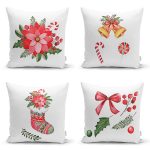 4'lü Çiçek & Şeker Tasarımlı Dijital Baskılı Modern Kırlent Kılıfı Seti Realhomes