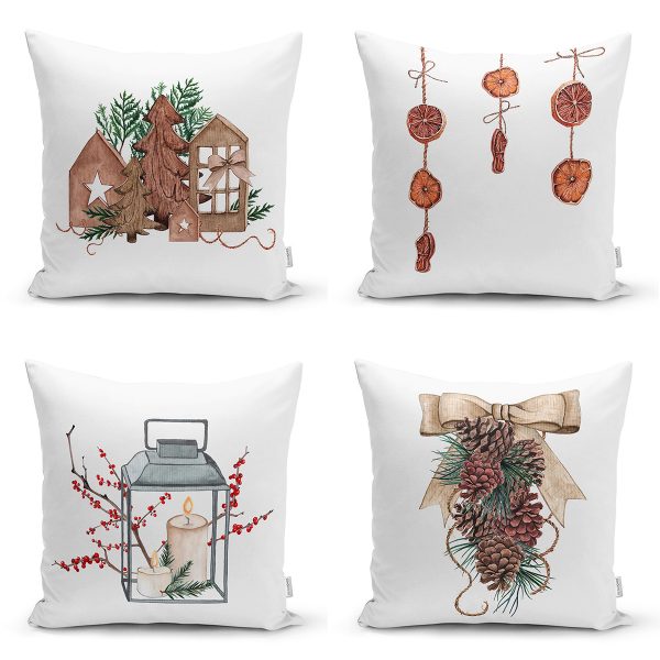 - Rh-K4luset796-Gorsel1 - Realhomes  4'lü Rengarenk Zemin Onedraw Çiçek Çizimli Dijital Baskılı Modern Kırlent Kılıfı Seti Realhomes