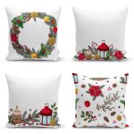 4'lü Yılbaşı Özel Tasarımlı Dijital Baskılı Modern Kırlent Kılıfı Seti Realhomes