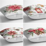 4'lü Gül & Kozalak Özel Tasarımlı Dijital Baskılı Modern Kırlent Kılıfı Seti Realhomes