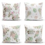 - Rh-K4luset810-Gorsel1 - Realhomes 4'lü Çiçek Buketleri Tasarımlı Dijital Baskılı Modern Kırlent Kılıfı Seti Realhomes