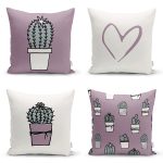 - Rh-K4luset812-Gorsel1 - Realhomes 4'lü Efaltun & Beyaz Kaktüs Tasarımlı Dijital Baskılı Modern Kırlent Kılıfı Seti Realhomes