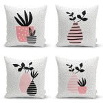 - Rh-K4luset815-Gorsel1 - Realhomes 4'lü Kumlama Zemin Çiçek Saksıları Özel Tasarım Dijital Baskılı Modern Kırlent Kılıfı Seti Realhomes