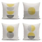 4'lü Soyut Çizimli Pastel Renkli Özel Tasarım Dijital Baskılı Modern Kırlent Kılıfı Seti Realhomes