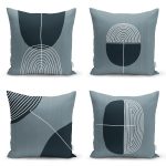 - Rh-K4luset827-Gorsel1 - Realhomes  4'lü Açık Füme Renkli Onedraw Çizimli Dijital Baskılı Modern Kırlent Kılıfı Seti Realhomes