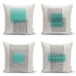 - Rh-K4luset829-Gorsel1 - Realhomes 4'lü Koyu Fildişi Renkli Onedraw Tasarımlı Dijital Baskılı Modern Kırlent Kılıfı Seti Realhomes