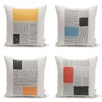 - Rh-K4luset830-Gorsel1 - Realhomes 4'lü Koyu Fildişi Renkli Çizgi Tasarımlı Dijital Baskılı Modern Kırlent Kılıfı Seti Realhomes