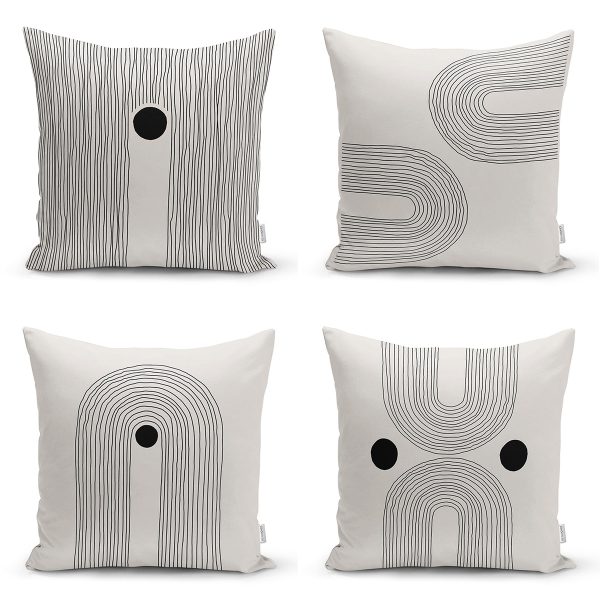 - Rh-K4luset836-Gorsel1 - Realhomes  4'lü Açık Füme Renkli Onedraw Çizimli Dijital Baskılı Modern Kırlent Kılıfı Seti Realhomes