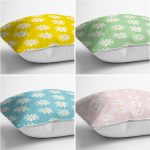 - Rh-K4luset848-Gorsel2 - Realhomes 4'lü Renkli Zemin Papatya Tasarımlı Dijital Baskılı Modern Kırlent Kılıfı Seti Realhomes