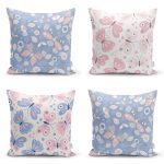 - Rh-K4luset854-Gorsel1 - Realhomes 4'lü Renkli Zemin Kelebek Desenli Dijital Baskılı Modern Kırlent Kılıfı Seti Realhomes