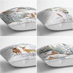 - Rh-K4luset855-Gorsel2 - Realhomes  4'lü Geyikli Bağ Evi Kış Temalı Dijital Baskılı Modern Kırlent Kılıfı Seti Realhomes