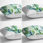 4'lü Beyaz Zemin Kaktüs Tasarımlı Dijital Baskılı Modern Kırlent Kılıfı Seti Realhomes