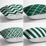 - Rh-K4luset861-Gorsel2 - Realhomes  4'lü Koyu Yeşil Geometrik Çizimler Özel Tasarım Dijital Baskılı Modern Kırlent Kılıfı Seti Realhomes