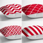 - Rh-K4luset862-Gorsel2 - Realhomes 4'lü Kırmızı Geometrik Çizimler Özel Tasarım Dijital Baskılı Modern Kırlent Kılıfı Seti Realhomes