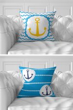 7'li Özel Tasarım Renkli Çapa Desenli Dijital Baskılı Kırlent Kılıfı Seti Realhomes