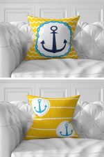 7'li Özel Tasarım Renkli Çapa Desenli Dijital Baskılı Kırlent Kılıfı Seti Realhomes