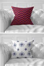 7'li Lacivert Denizci Tasarımlı Geometrik Çizimli Dijital Baskılı Kırlent Kılıfı Seti Realhomes