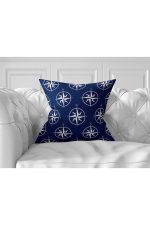 7'li Lacivert Denizci Tasarımlı Geometrik Çizimli Dijital Baskılı Kırlent Kılıfı Seti Realhomes