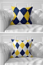 - Rh-K7liset480-Gorsel4 - Realhomes 7'li Sarı & Lacivert Geometrik Çizimli Dijital Baskılı Kırlent Kılıfı Seti Realhomes