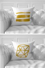 7'li Özel Tasarım Gold Detaylı Dijital Baskılı Kırlent Kılıfı Seti Realhomes