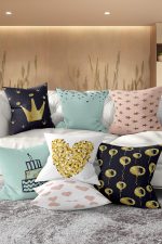 7'li Renkli Zemin Kutlama Tasarımlı Dijital Baskılı Kırlent Kılıfı Seti Realhomes