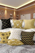 7'li Siyah Gold Christmas Tasarımlı Dijital Baskılı Kırlent Kılıfı Seti Realhomes