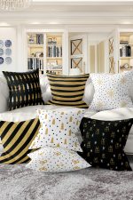 7'li Christmas Temalı Gold Detaylı Dijital Baskılı Kırlent Kılıfı Seti Realhomes