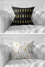 7'li Christmas Temalı Gold Detaylı Dijital Baskılı Kırlent Kılıfı Seti Realhomes