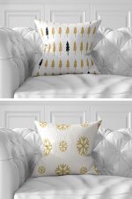 7'li Christmas Temalı Gold Detaylı Dijital Baskılı Kırlent Kılıfı Seti Realhomes