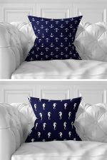 7'li Lacivert & Beyaz Denizci Tasarımlı Dijital Baskılı Kırlent Kılıfı Seti Realhomes