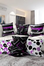 7'li Renkli Çizgili Puan Tasarımlı Dijital Baskılı Kırlent Kılıfı Seti Realhomes