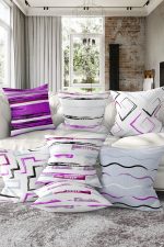 7'li Renkli Çizgili Puan Tasarımlı Dijital Baskılı Kırlent Kılıfı Seti Realhomes