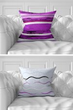 7'li Renkli Çizgili Puan Tasarımlı Dijital Baskılı Kırlent Kılıfı Seti Realhomes