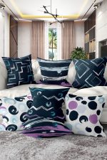 7'li Renkli Çizgili Puan Tasarımlı Dijital Baskılı Kırlent Kılıfı Seti Realhomes